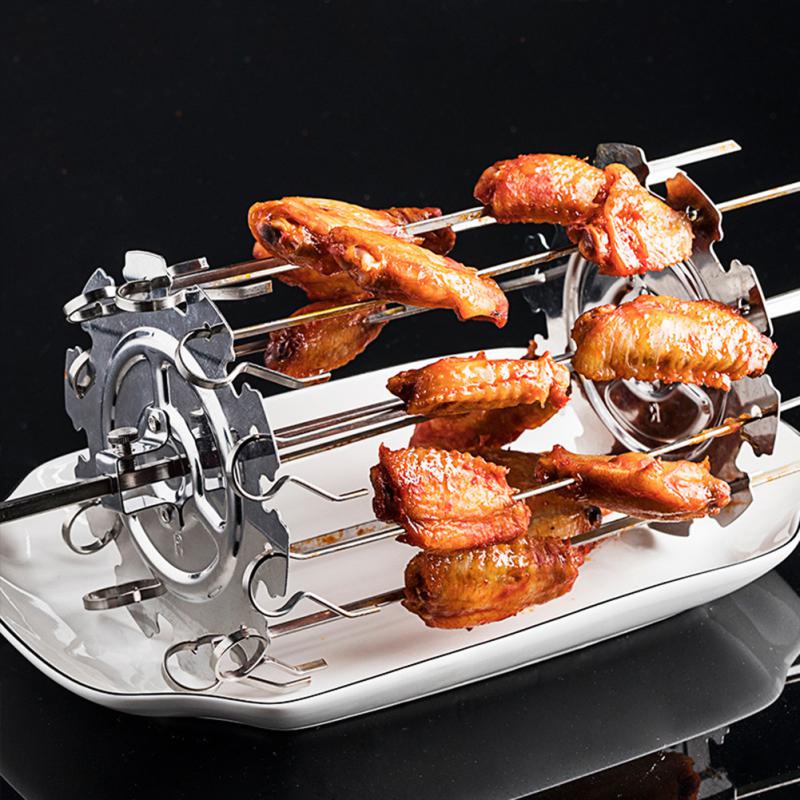 Set BBQ Grill Cage, Steel Metal Rotisserie Skewers Needle Cage Oven Kebab Maker Grill Oven For BBQ Tools Kitchen Accessories