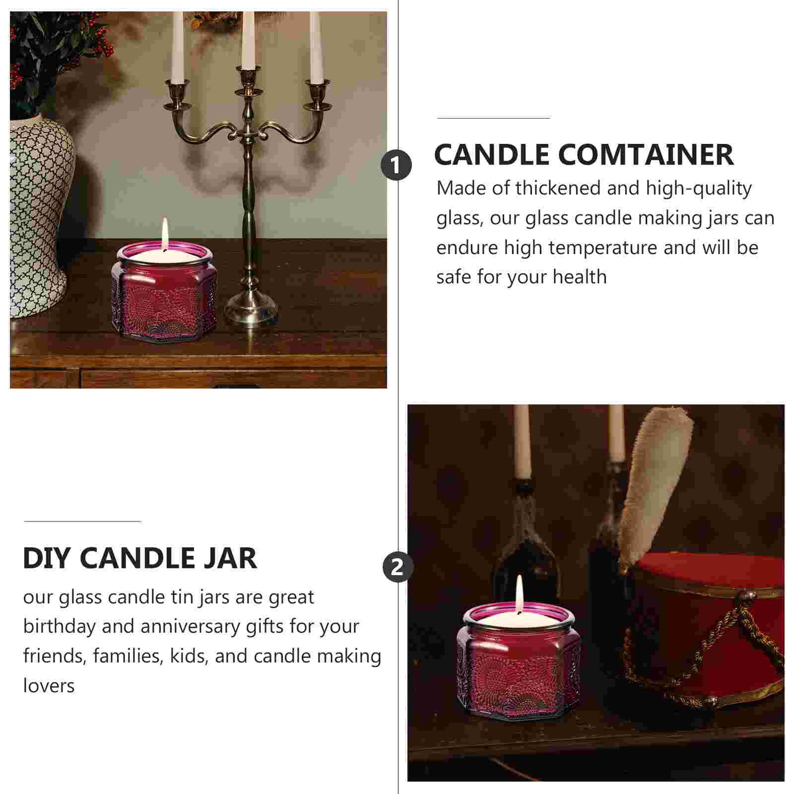 14pcs Embossed Glass Candle Jars Container with Lids Recyclable Candle jars