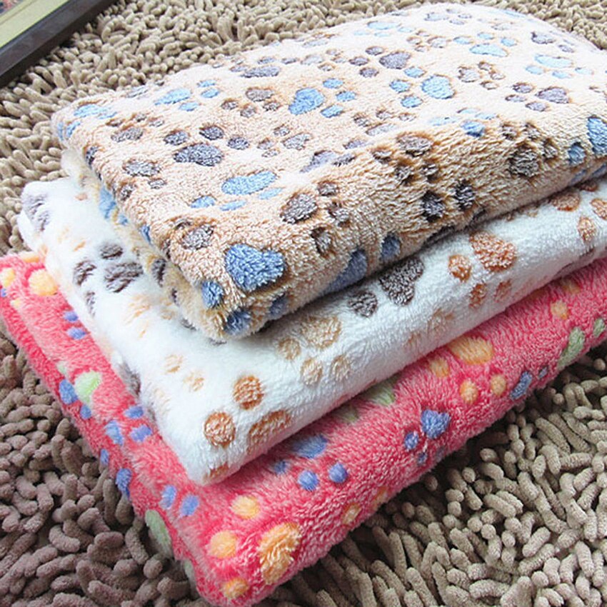 tapis pour animaux de compagnie petite grande patte impression chat chien chiot polaire couverture douce lit coussin chiot hiver fournitures pour animaux de compagnie patte impression artisanale