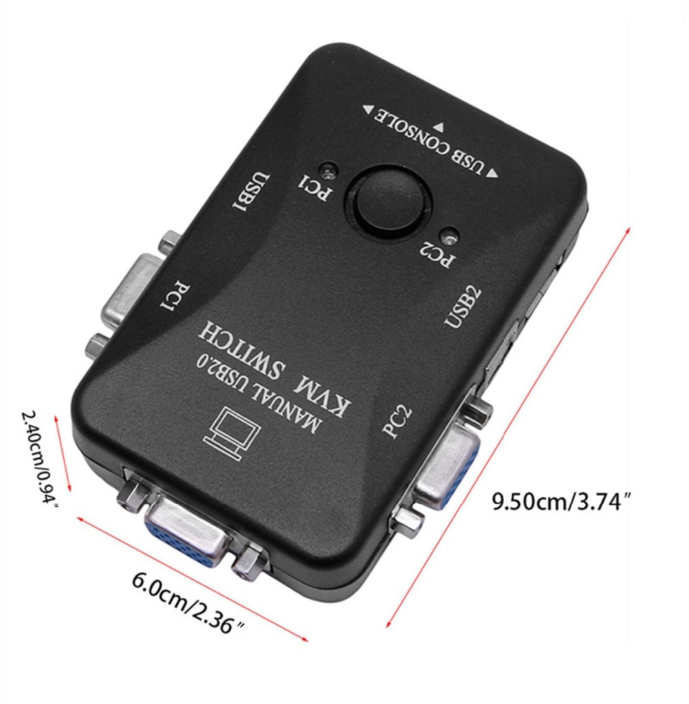 Handleiding 2 Port USB 2.0 KVM VGA Switch Box voor 2 PC Printer Muis Toetsenbord Monitor C26