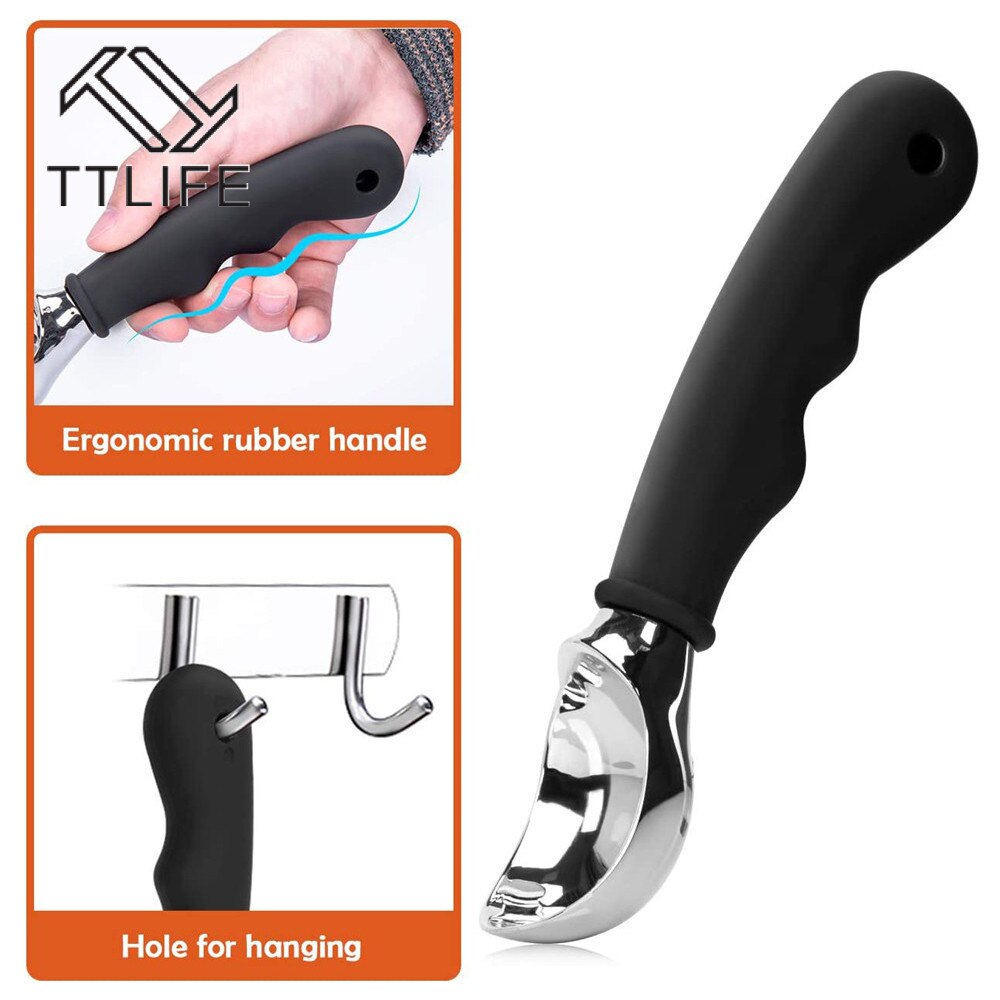 Ice Cream Scoops Stainless Steel Dual-head Fruit Watermelon Digger Scoops Non-Stick Spoon Home Kitchen Accessories