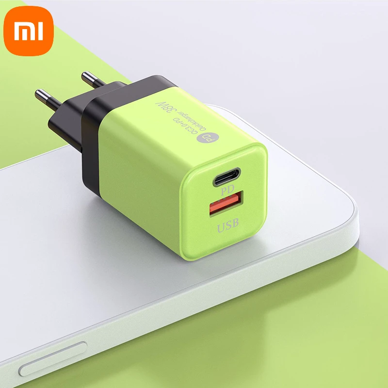 Xiaomi ultrasnabbladdare typ-c snabbladdningsadapter usb 3.0 2 portar snabb telefonladdare eu/us-kontakt för iphone huawei: Blå / Bunt 1