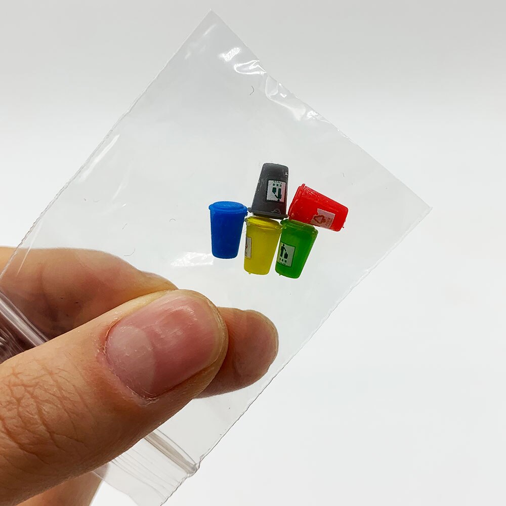 5 Pcs 1/87 HO/N Scale Model Garbage Trash Can Rubbish Bin Model Train Railway Layout diorama