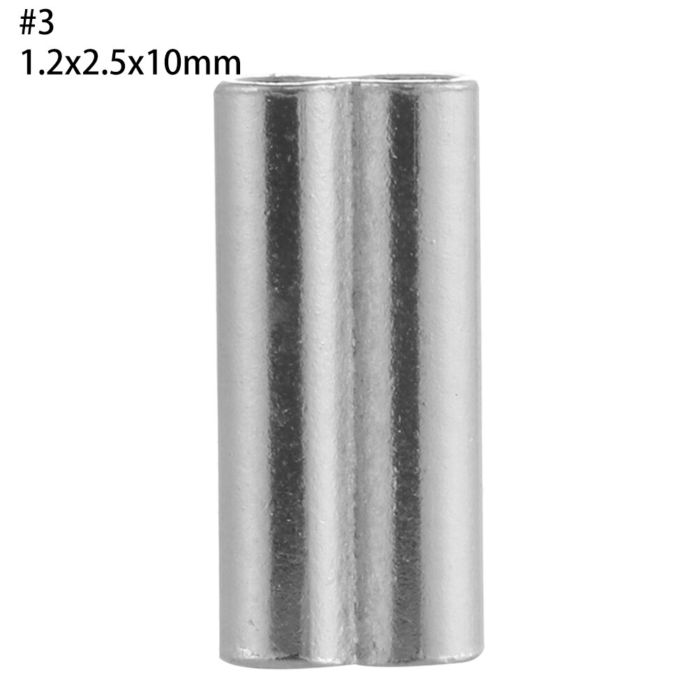 Manguitos de prensado de línea de tubo de cobre doble de acero inoxidable, 100 piezas, 8/10mm, tubo de alambre de pesca ovalado, herramientas de conector de acero inoxidable: 3