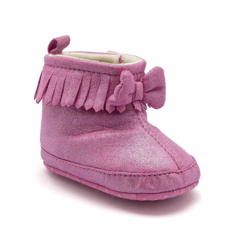 Nette Bogen Baby Winter Stiefel Winter Warme Jungen Mädchen Stiefel Dicken Schnee Stiefel Für Neugeborene Einfarbig Säugling Kleinkind Stiefel schuhe: Rosa / 11