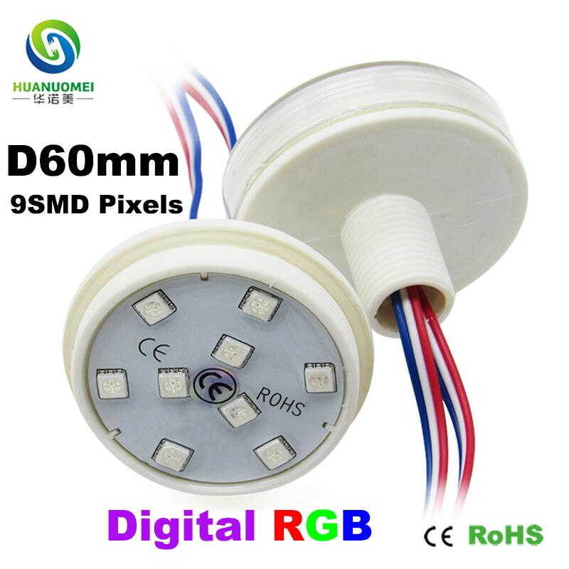 Täysvärinen osoitettava 60mm 9 lediä ucs 1903 led pikselin moduulivalo 5050 smd rgb digitaalinen polttimo led huvilamppu ratsastaa puistovalaistus