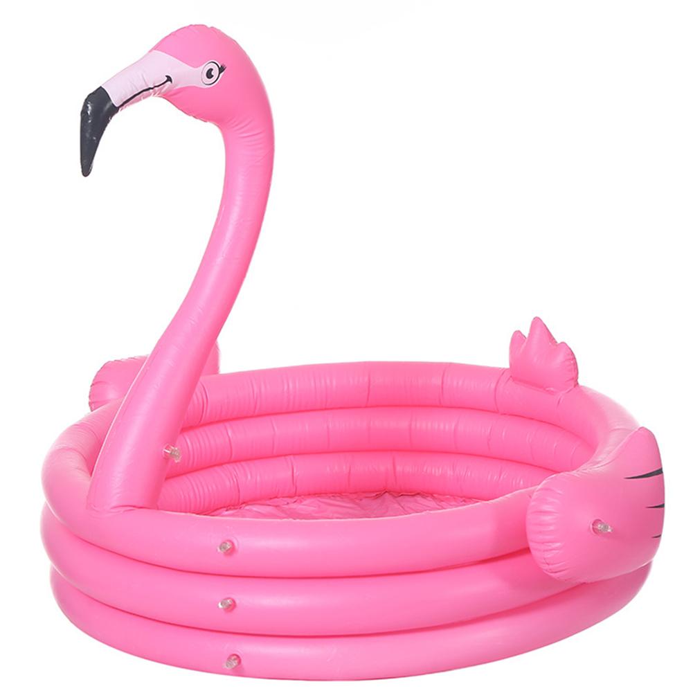 Piscina inflable grande con forma de flamenco para niños piscina familiar de tres capas Circular: Pink