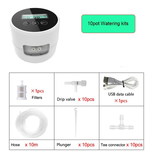 Sistema de riego por goteo inteligente para jardín, dispositivo con temporizador de riego automático para interiores, Kits de controlador de riego para el hogar, uso en maceta: Blanco