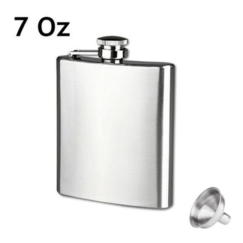 Petaca personalizada de acero inoxidable con embudo para licor Whisky vino 4 5 5 5 6 6 7 8 9 10 18 OZ al aire libre frascos de bolsillo portátil botella de Alcohol: 7 OZ