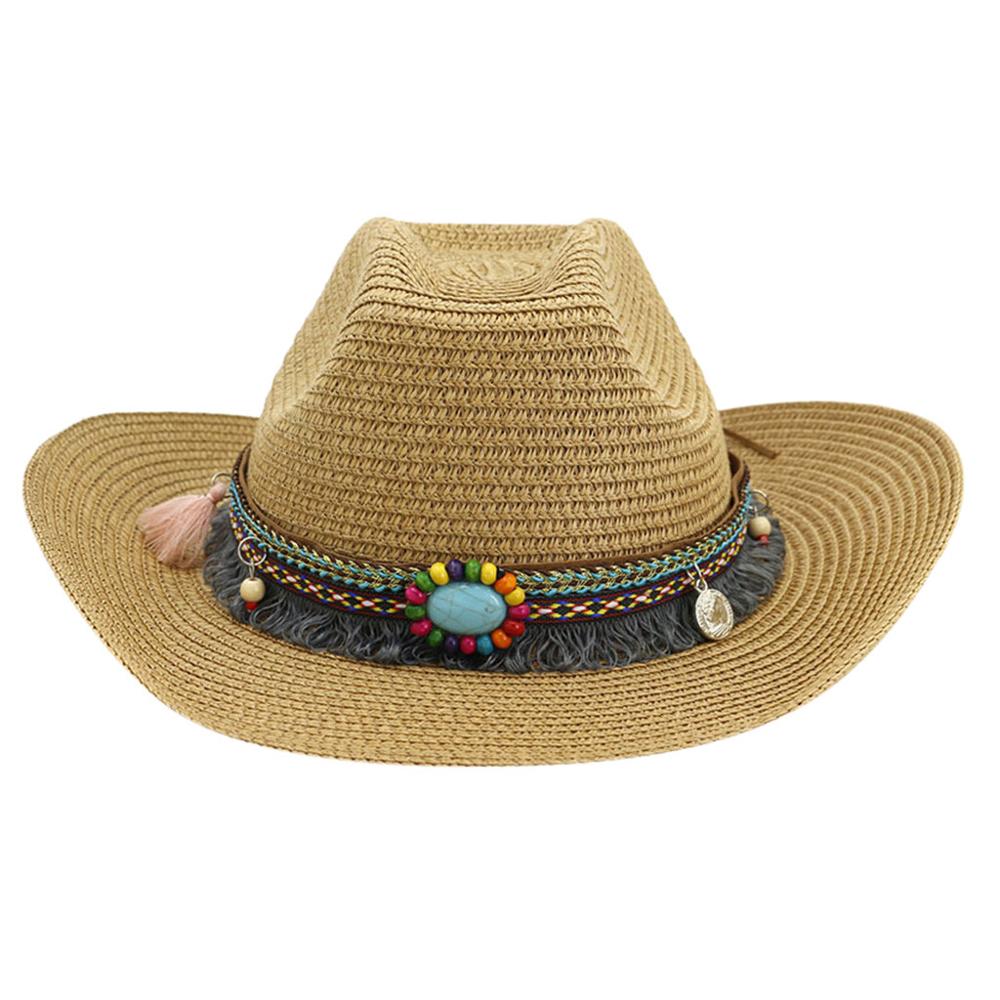 ! Beige Black Khaki Navy White Men's & Women's Western Style Classic Cattleman Cowboy/Cowgirl Straw Hat #4J12