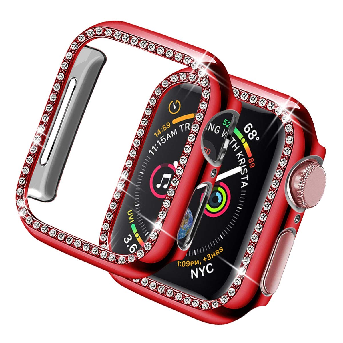 apple watch case Diamond For Series 4 5 40mm/44mm iWatch Screen Protective cover PC Watch Case for apple watch case 38mm/42mm: red / 40mm