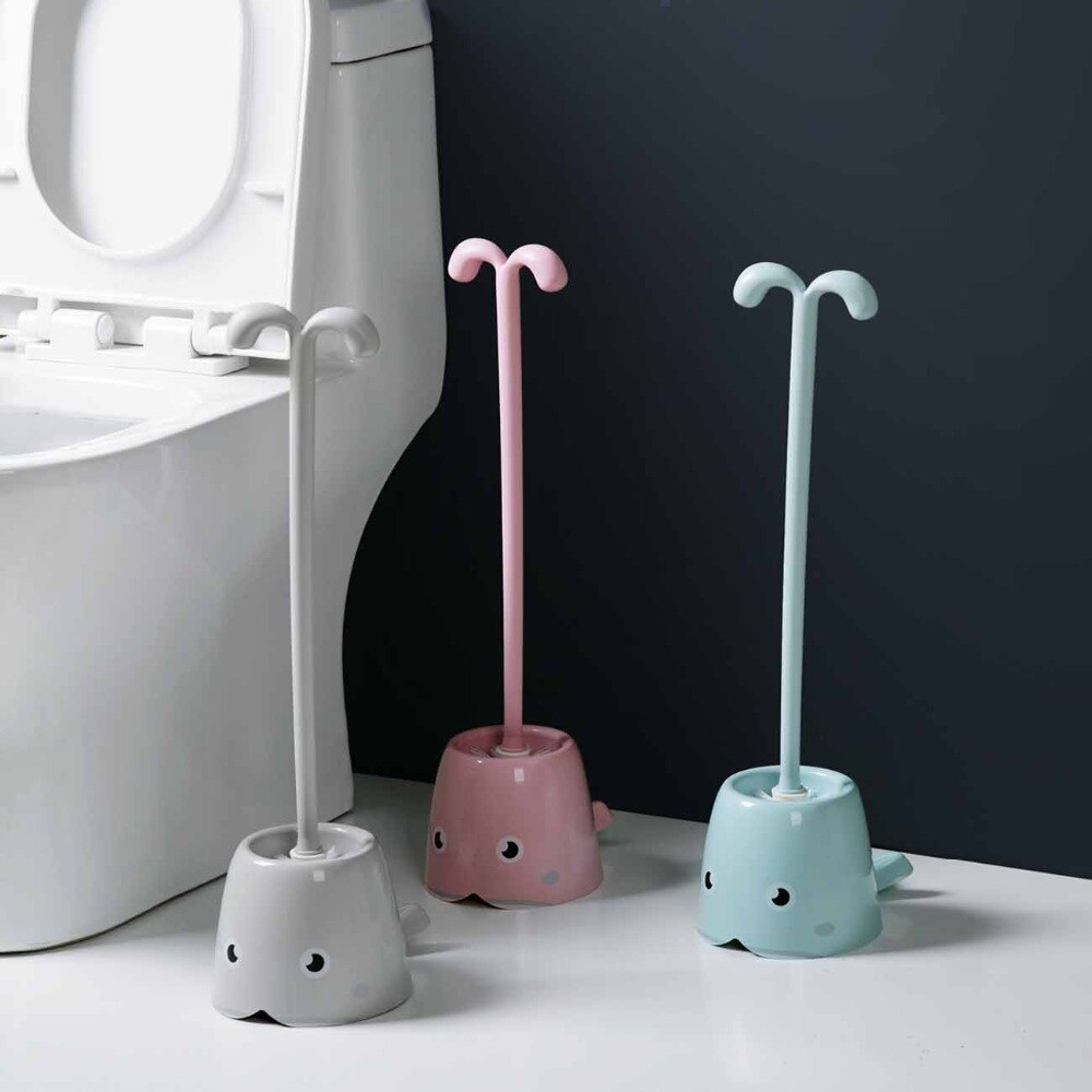Leuke Cartoon Wc Borstel Set Wc Borstel Met Houder Walvis Vorm Scrubber Hotel Thuis Cleaning Tools