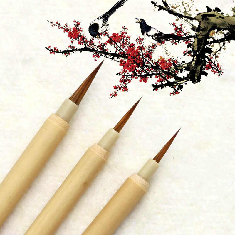Pincel de dibujo de línea de pintura de acuarela, pluma de pincel de caligrafía, tinta china, pintura al óleo, paisaje, pelo de comadreja, pluma de línea fina