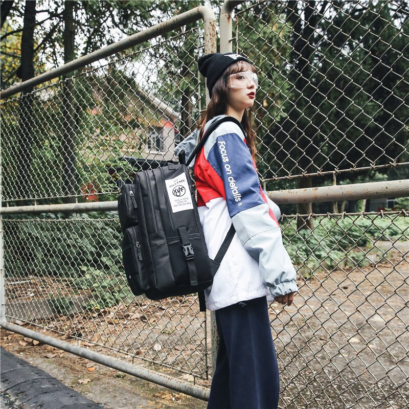 -Trend große-kapazität schule tasche mädchen wasserdichte tasche junge Junior hohe schule hohe Schüler reise Rucksack neue: Schwarz