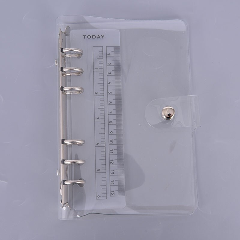 Carpeta de archivadores de plástico PVC transparente, carpeta de suministros para escuela y oficina, cuaderno A5/A6/A7, anilla de hojas sueltas, 1 unidad