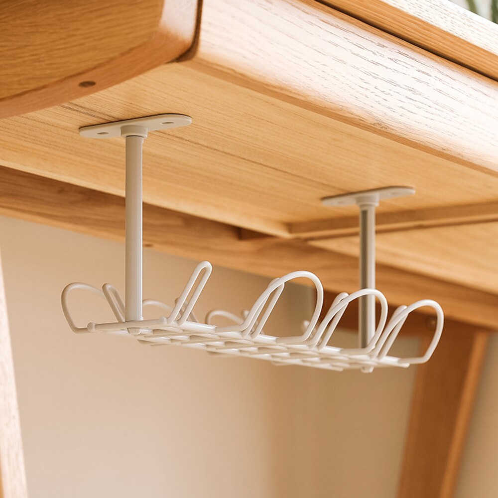 Under Desk Cable Holder Shelf Tray Wire Cord Power Strip Adapter Organizer Household Hanging Wire Storage Rack Storage Basket