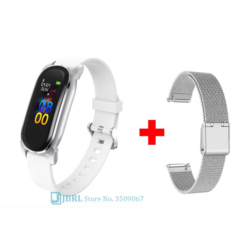 Temperatuur Digitale Horloge Vrouwen Sport Horloges Elektronische Led Dames Polshorloge Voor Mannen Vrouwen Klok Mode Bluetooth Horloge: white add strap 6