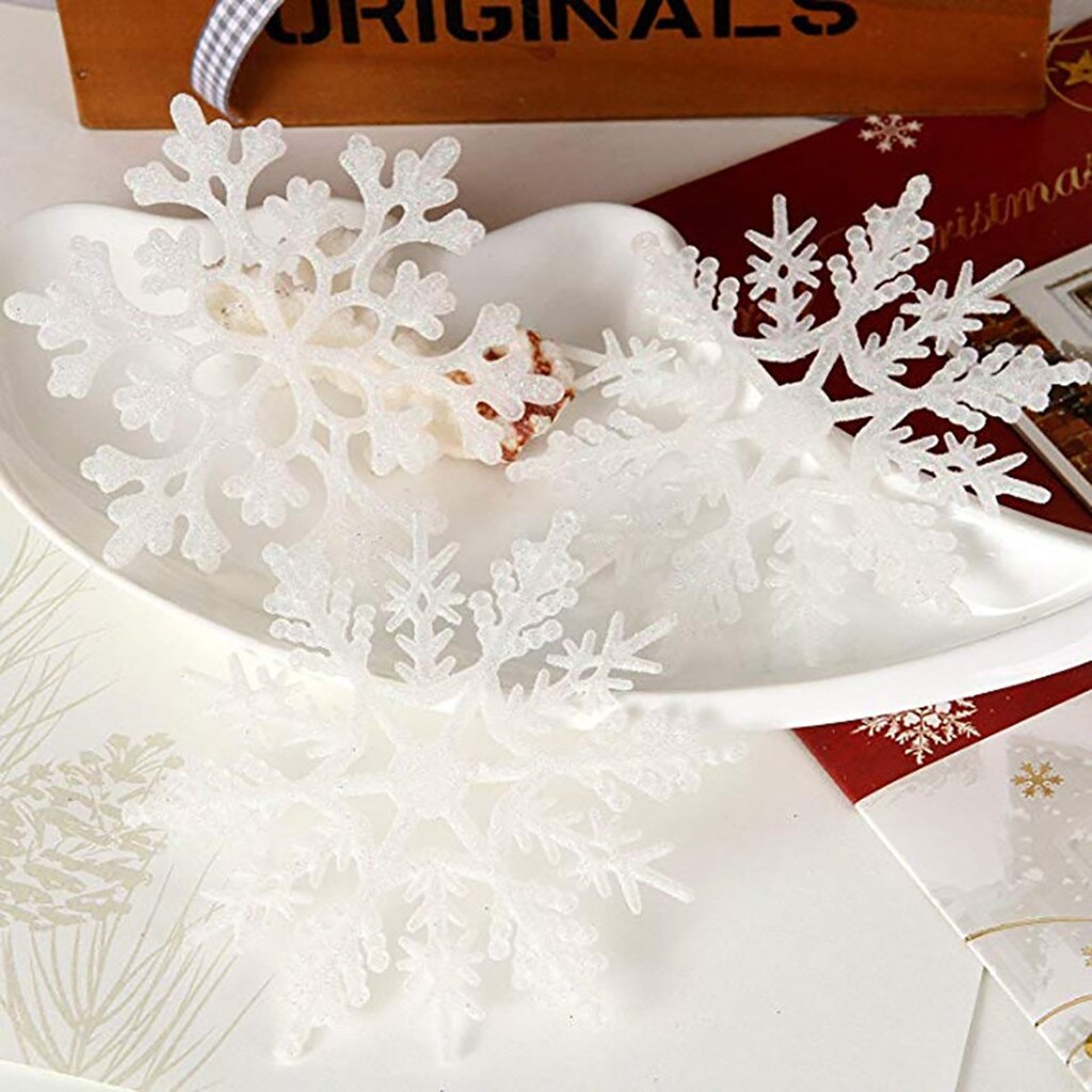 10Pcs Glitter Snowflake Christmas Ornaments Xmas Tree Hanging Decoration 10cm Christmas Decoration boże narodzenie