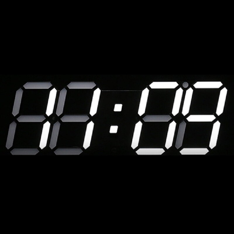 Stor modern digital led skelett väggklocka timer 24/12 3d, svart