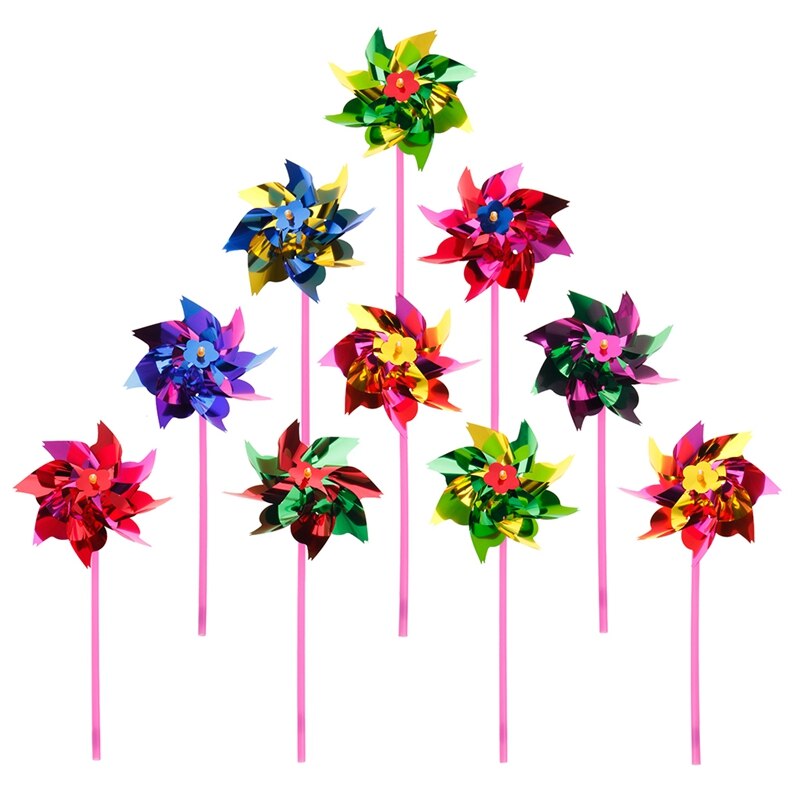 10Stck Kunststoff Windmühle Windrad Wind Spinner freundlicher Spielzeug Garten Rasen Party Dekor