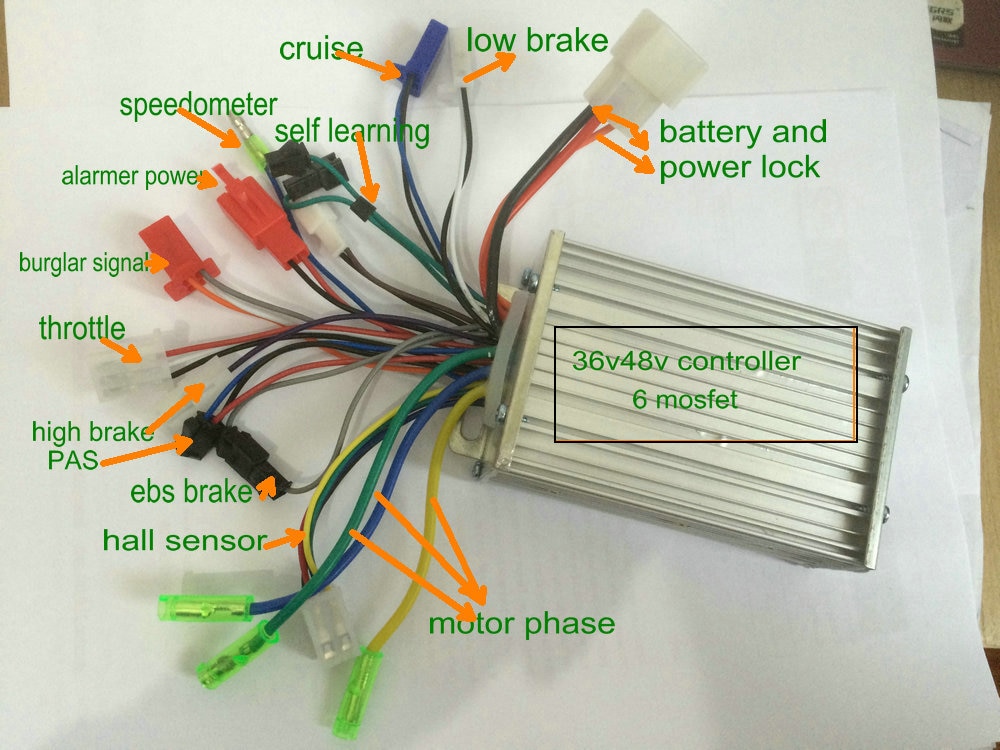 24v36v48v60V64V250w350w BLDC controller 6mosfet elektrische fiets accessoire MTB Driewieler scooter onderdelen voor sensor/sensorless motor