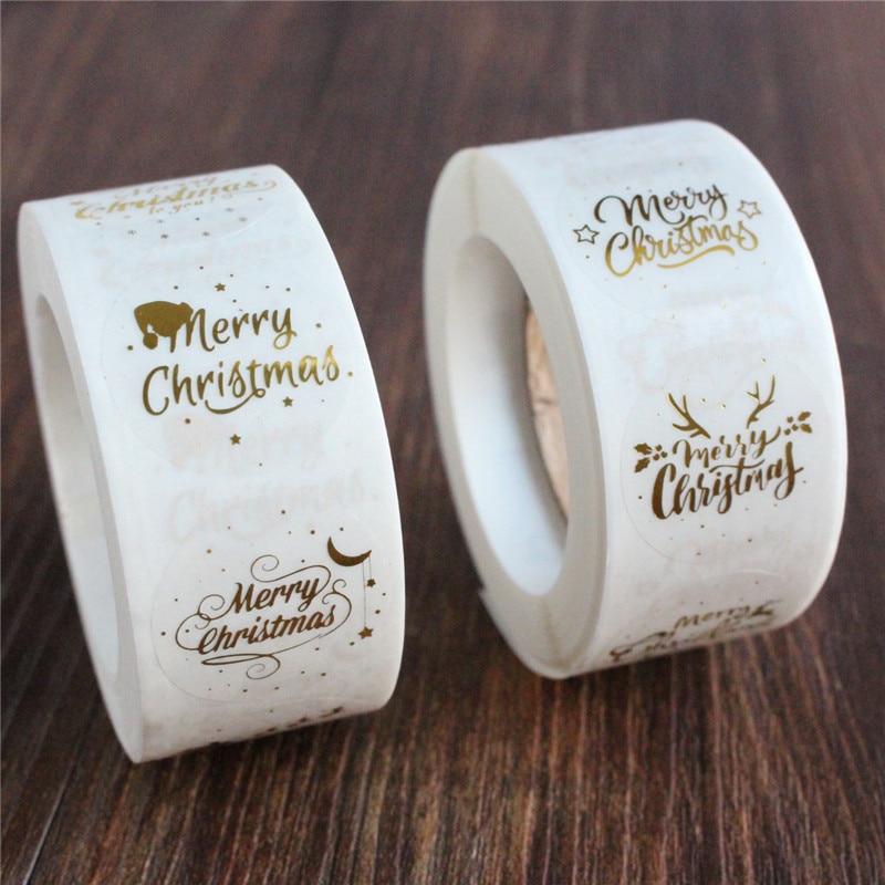 500 stuks kerststicker verpakkingsetiket pot envelop zegel goudfolie 1 inch feestgunsten