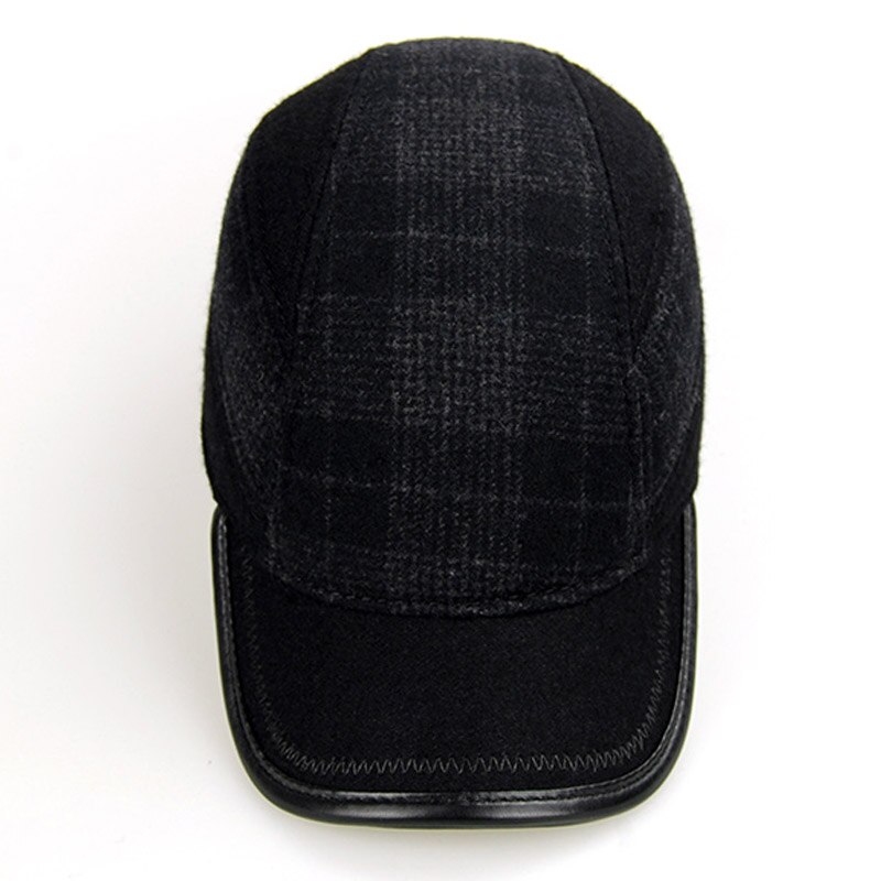 Pcfddr ull ull baseball caps i vinter ørebeskytter for middelaldrende og gamle menn.