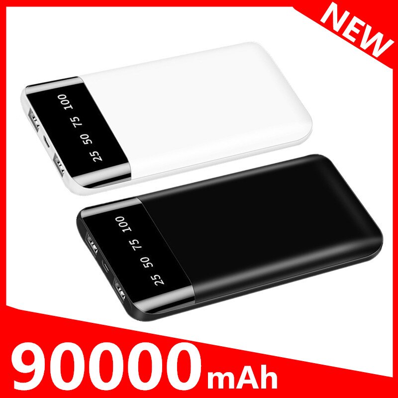 Energie Bank Tragbare Ladegerät Für iPhone Xiaomi mi Handy, Mobiltelefon Energie 90000 mAh Poverbank LED Externe Batterie Telefon