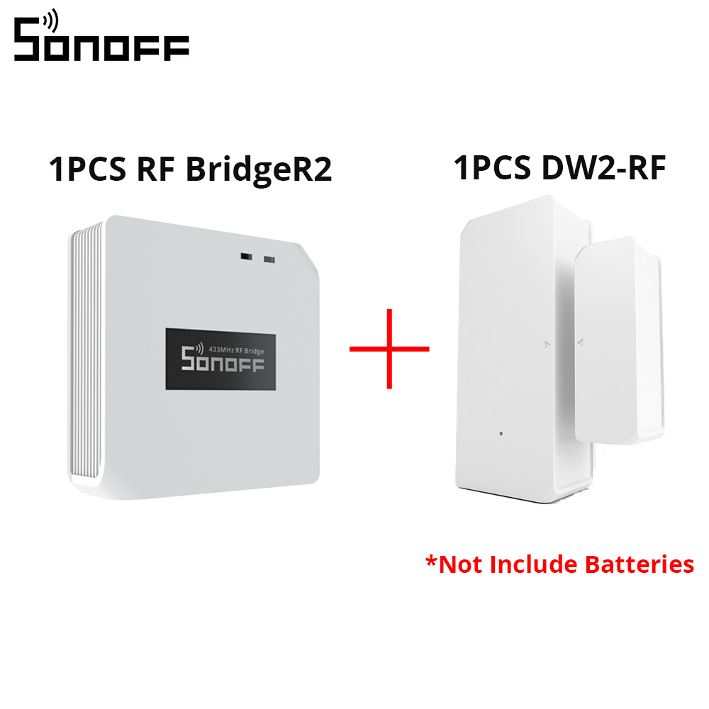 SONOFF RF BridgeR2 433MHz WiFi Signal Converter Door Window Sensor/ Motion Sensor RF Remote Controller Smart Home Alarm System: RF BridgeR2 and DW2