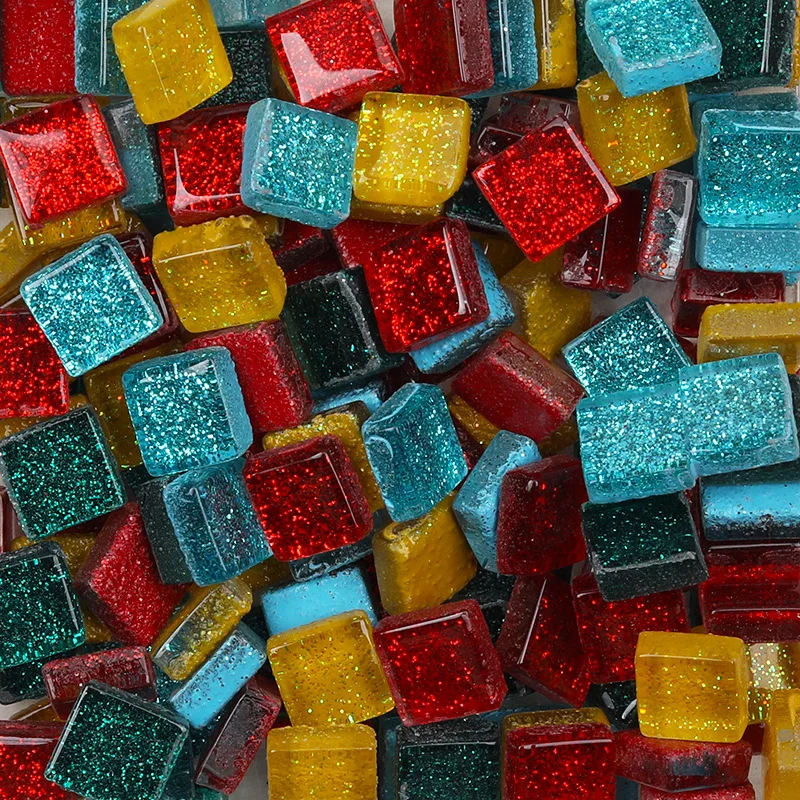 50Stck Diy mischen Farbe funkeln Glas Mosaik Steine Mosaik Fliesen Glas Kiesel Handwerk Material Puzzle Für Diy Mosaik, Der 10*10mm: 4
