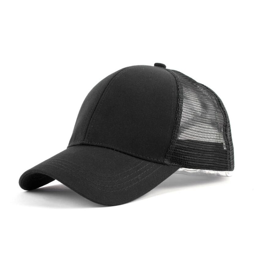 parasol extérieur queue de cheval casquette de Baseball casquette de Tennis femmes casquette de Baseball casquette de Sport couleur unie casquette nette: Black