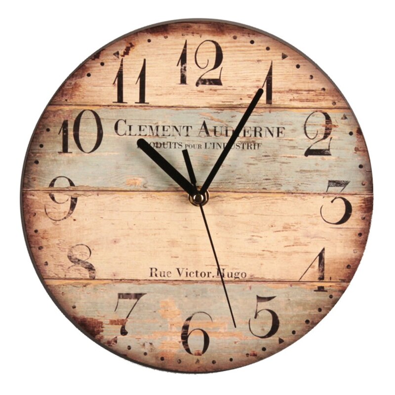 Vintage Wall Clock Round Silent Clocks Wall Mounted Wooden Carfts Art Decor