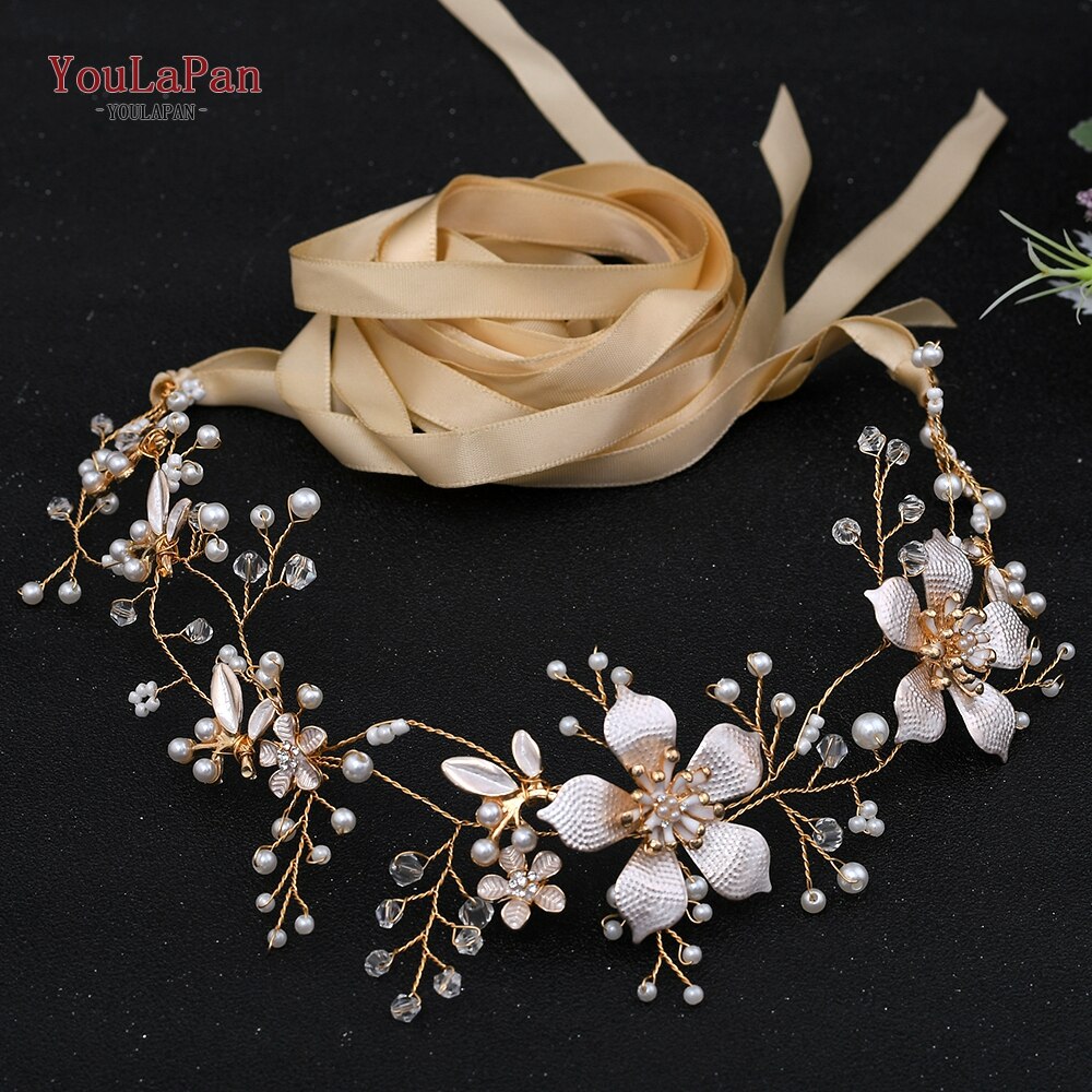 Youlapan SH357 Bruiloft Strass Trim Riem Gouden Bruids Riem Bloemen Bruids Sjerpriem Crystal Bruiloft Riemen Bruids Lint Sash: champagne ribbon