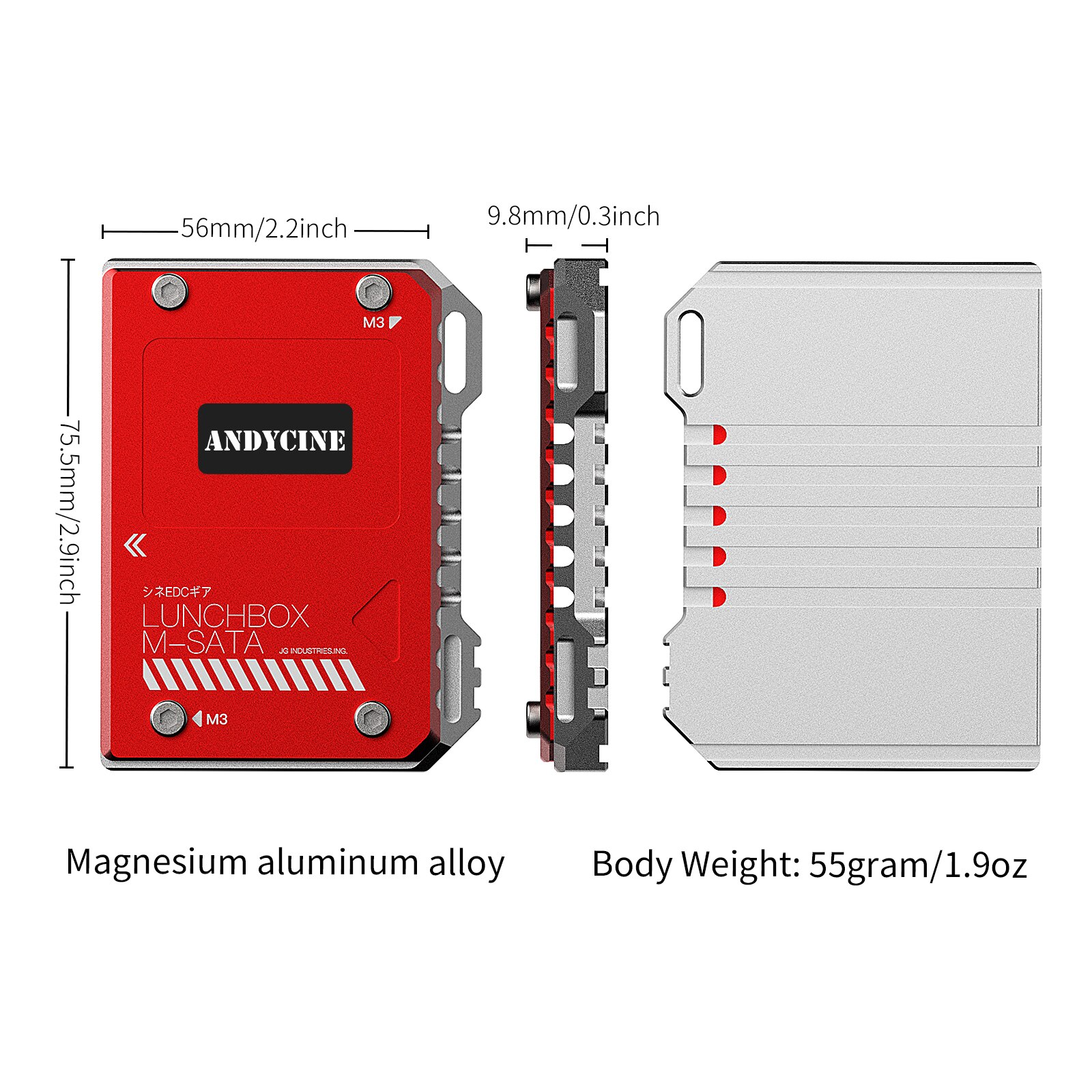 Andycine Lunchbox Warmteafvoer Harde Schijf Behuizing Box Msats Naar Sata Aluminium Voor Atomos Ninja V Ssd Case