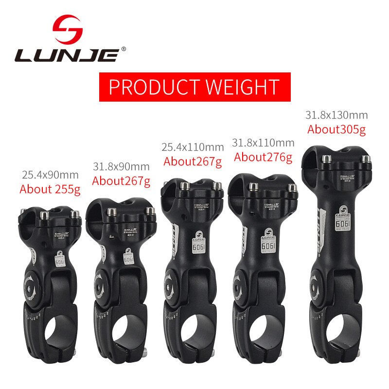 LUNJE Adjustable Bicycle Bike Stem Riser XC AM MTB Mountain Road Bike Bicycle Adjustable 60 Riser 90 110 130mm 25.4/31.8mm
