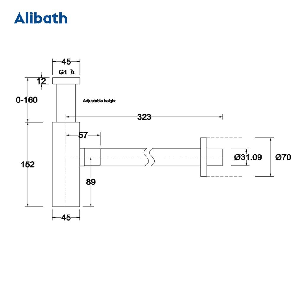 Basin Bottle Trap Brass Bathroom Sink Siphon Drains P-TRAP Pipe Waste, Chrome.