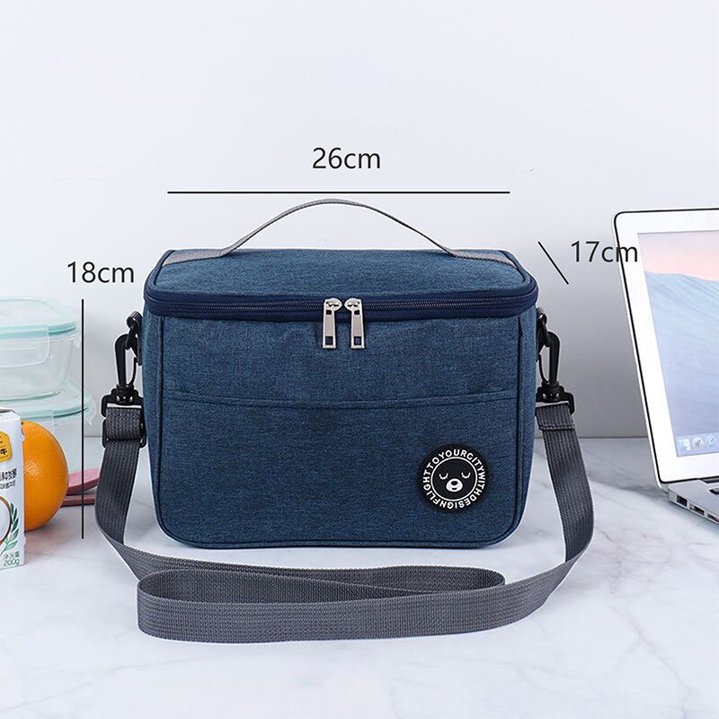 Portable Cooler Bag Folding Insulation Picnic Ice Pack For Food Thermal Drink Carrier Insulated Lunch Box S/M/L: Navy-Medium