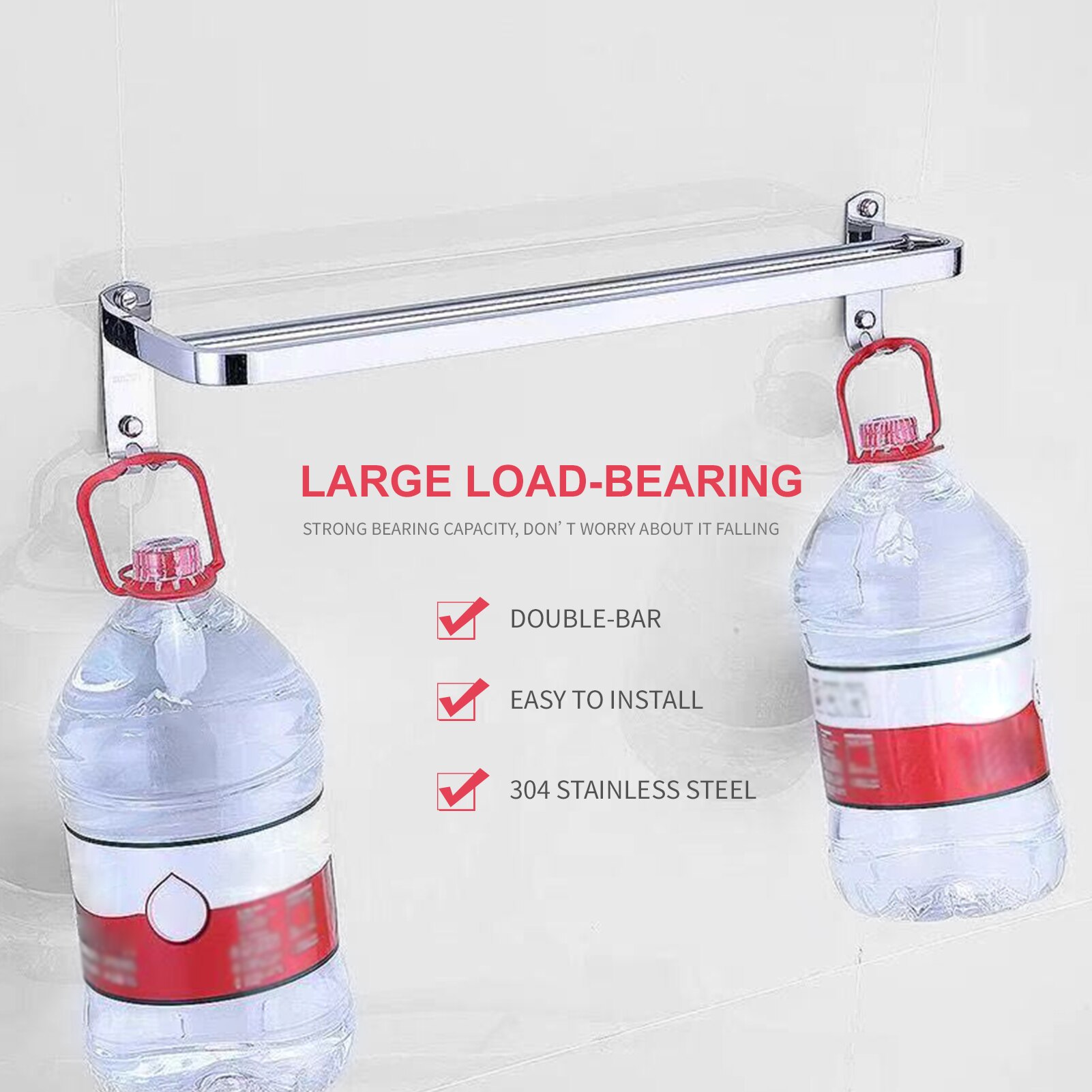 Bath Towel Rack Double-bar Bathroom Shelves Wall Mounted Drilling Towel Holder Stainless Steel Towel Shelf 23 Inch