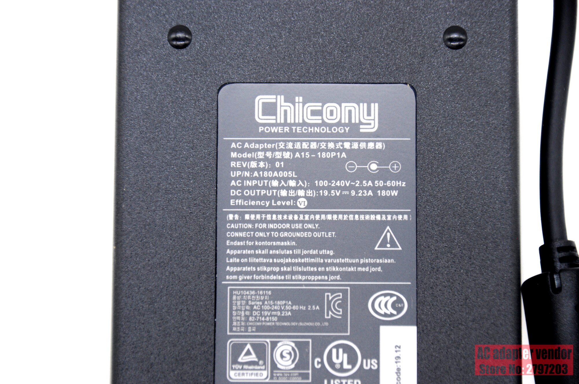 Genuine A17-180P4A 19.5V 9.23A 180W ac Chicony power Adapter A15-180P1A For CLEVO P950HR N850HP6 MSI GS63VR GS43VR WS63VR GE72VR