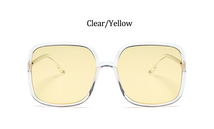 Oversized Square Glasses Women Clear Black Big Frame Retro Transparent Optical Computer Glasses Frame Eyeglasses: Yellow