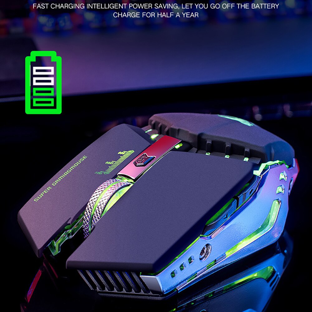 Free Wolf X11 Wireless Rechargeable Game Mouse Silent Illuminated Mechanical 1800Dpi 2.4G USB Wireless 7 Color Mouse