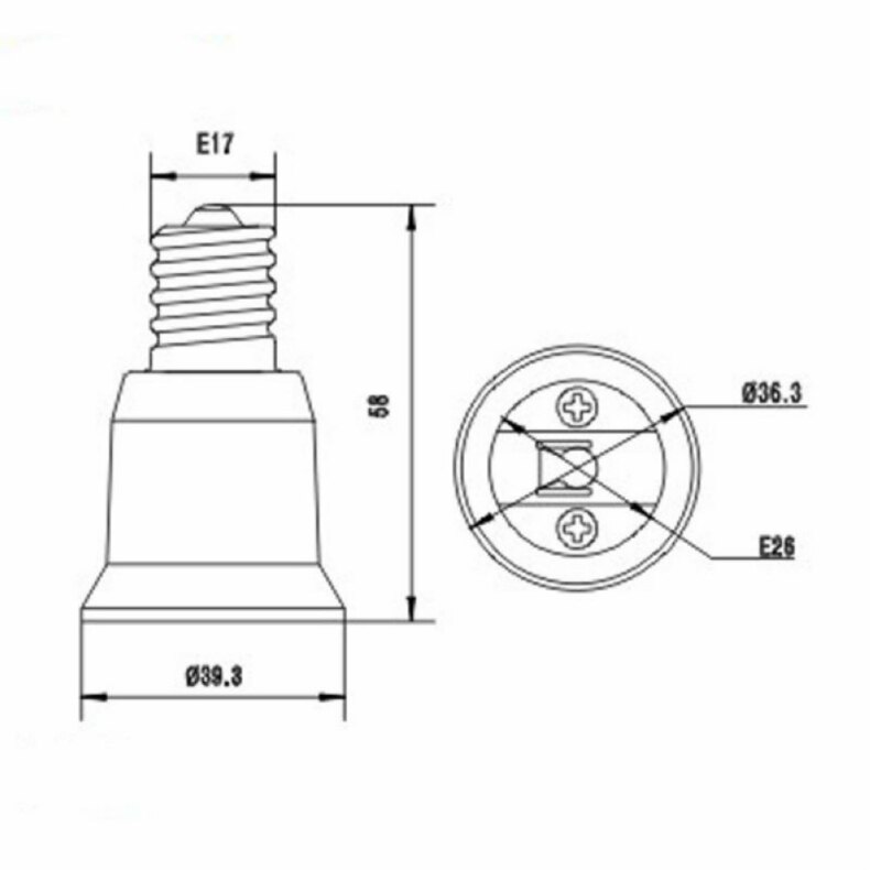 E17 to e26 e27 konverter pbt hus kobber kontakt led pære fatning holder adapter forlænger konverter skift
