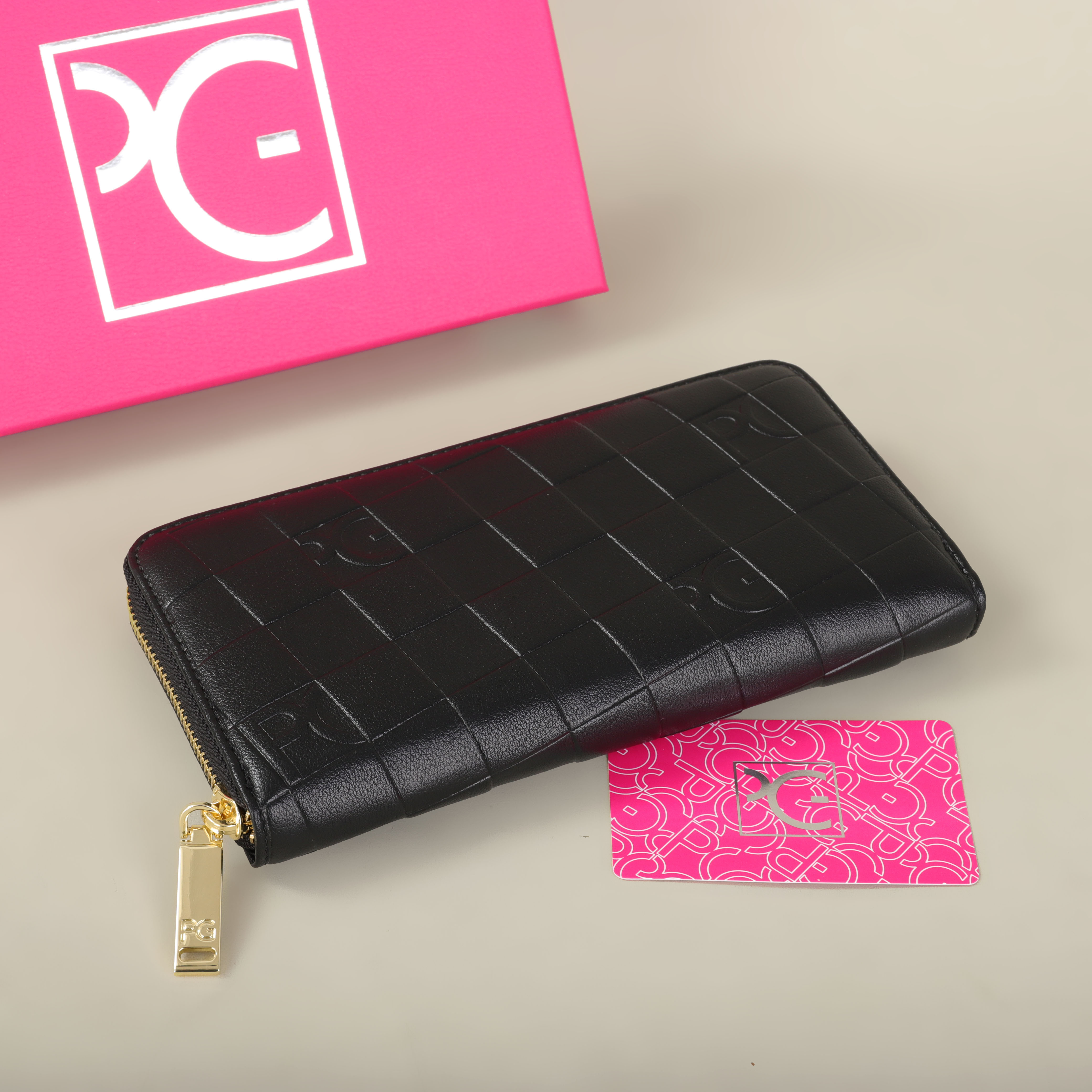 PG portefeuille femme grande capacité portefeuille rectangulaire porte-carte sac à main avec fermeture éclair pour/soirée/femme/téléphone portable/dame/fête