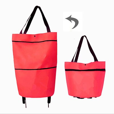 Sac de courses pliable, chariot de courses, achat de nourriture, sac sur roues, sac de légumes, organisateur de Shopping, sac Portable, paquet de traction: Red S
