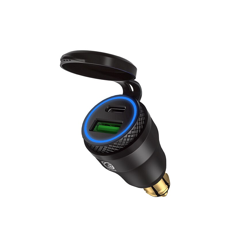 Chargeur d'alimentation type-c PD 30W, prise USB Powerlet, DIN, pour BMW et moto Triumph, Tiger Ducati: Black Blue
