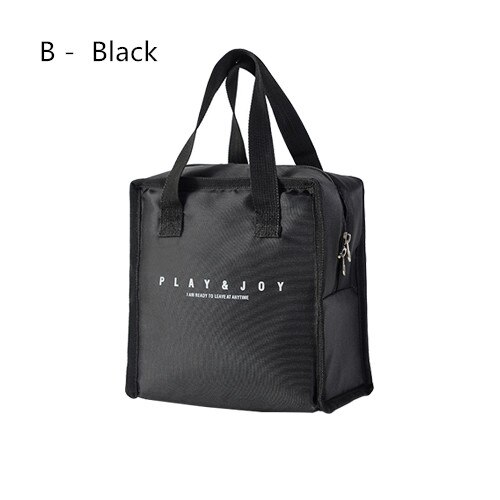 Sac à déjeuner isolé Portable pour femmes hommes boîte à dîner thermique refroidisseur poche école Bento fourre-tout organisateur de voyage pique-nique nécessaire: B Black Lunch Bag