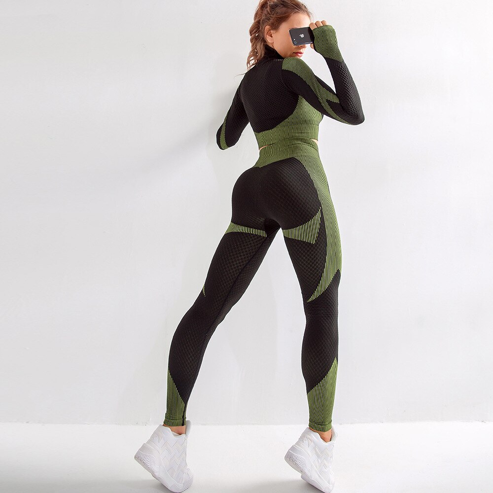 Nahtlose Yoga Kleidung Anzug Frauen Herbst und Winter Neue betroffen Hüften strecken Fitness Sport Yoga Kleidung trainieren einstellen