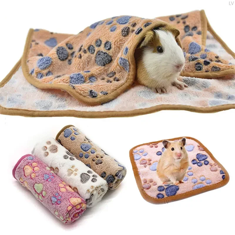 Manta para conejillo de indias para hámster, artículo para mascotas pequeñas, cama suave y cálida, estera para dormir, almohadilla polar de franela para conejo, erizos, accesorios para hámster
