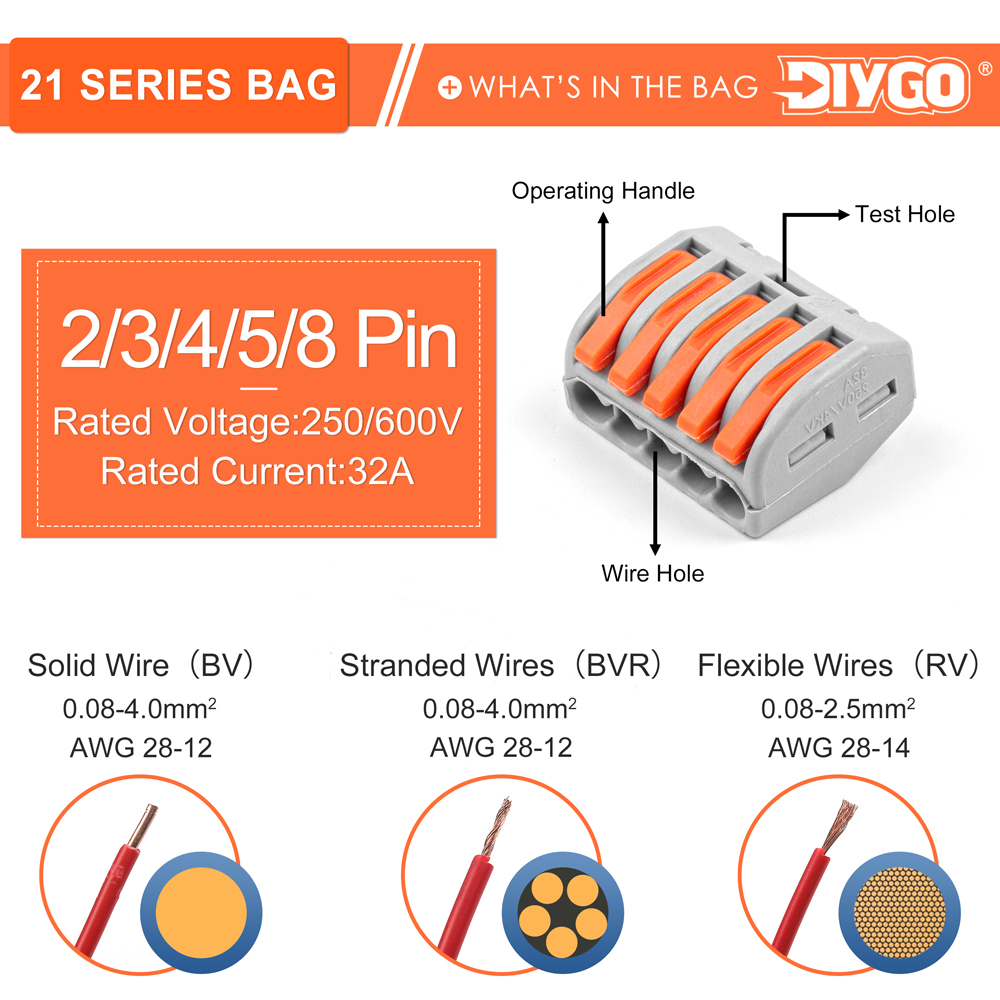 50 stks/zak 41 Hendel Quick Wire Kabel Dirigent Connector Universele 2/3/4/5/8 poort Klem Push-in Bedrading Terminal Huishoudelijke Apparaten