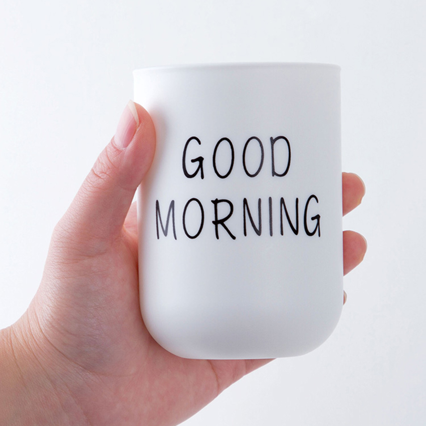 Taza de lavado portátil de estilo nórdico, vaso de baño de plástico redondo, buenos días, soporte para cepillo de dientes, organizador de almacenamiento